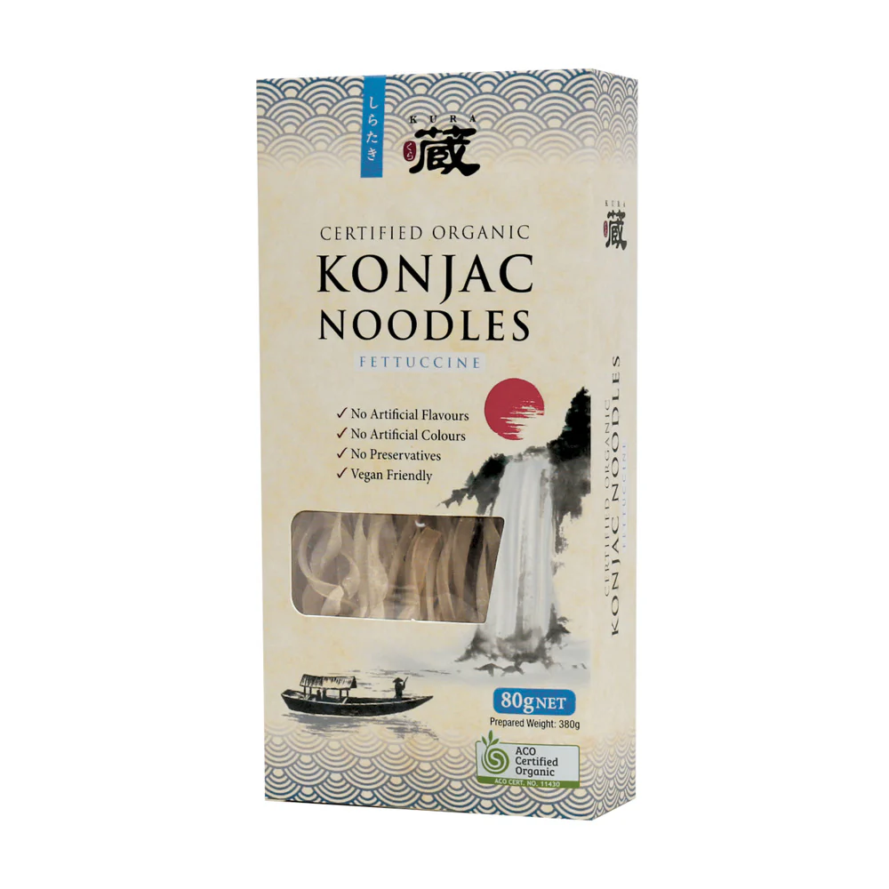 Kura Certified Organic Dried Shirataki Noodles Fettuccine 80g, For Your Favorite Noodle Dish