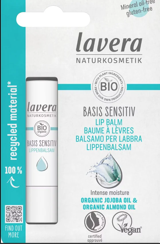 Lavera Basis Sensitiv Lip Balm 4.5g, Mineral Oil Free & Gluten Free