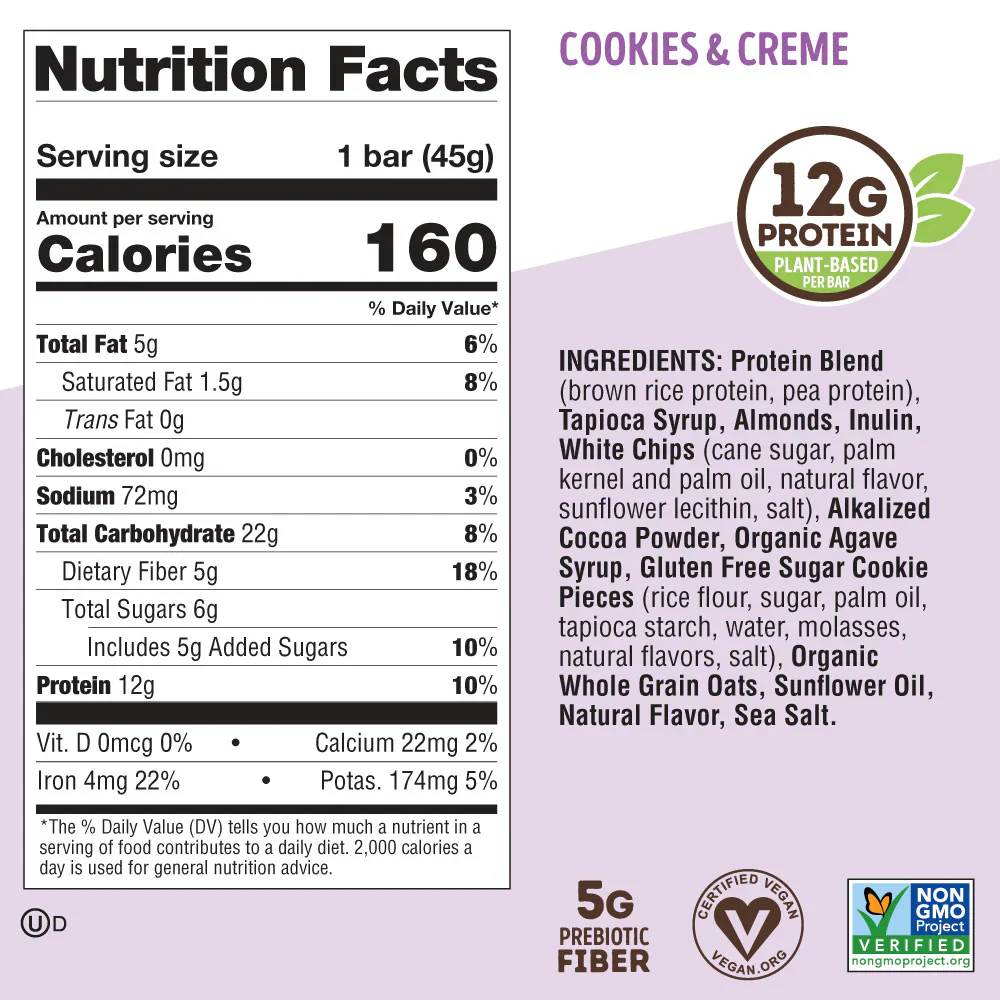 Lenny & Larry's Cookie-Fied Bar 45g, Cookies & Creme Flavour - Image 3