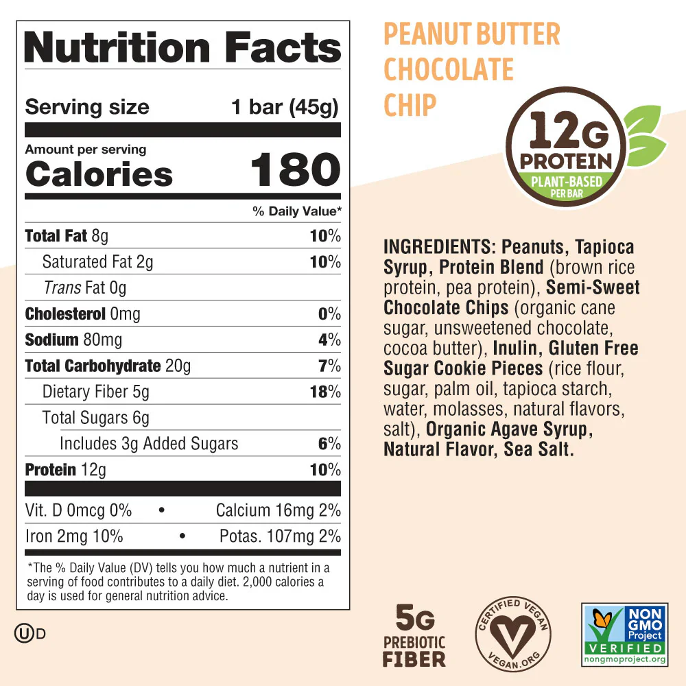 Lenny & Larry's Cookie-Fied Bar 45g, Peanut Butter Chocolate Chip Flavour - Image 3
