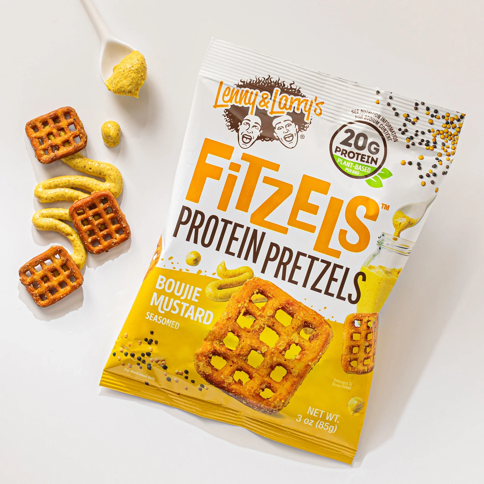Lenny & Larry's Fitzels Protein Pretzels 85g, Boujie Mustard Flavour - Image 3