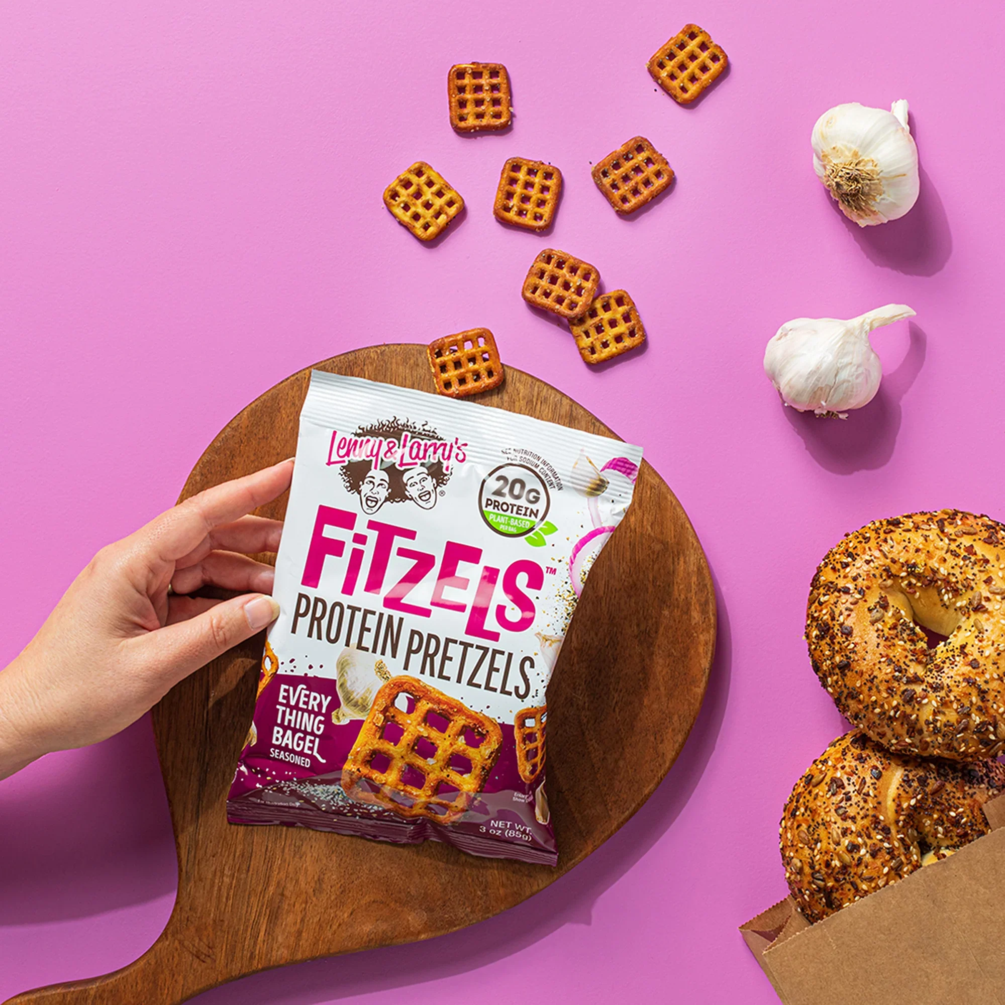 Lenny & Larry's Fitzels Protein Pretzels 85g, Everything Bagel Flavour - Image 5