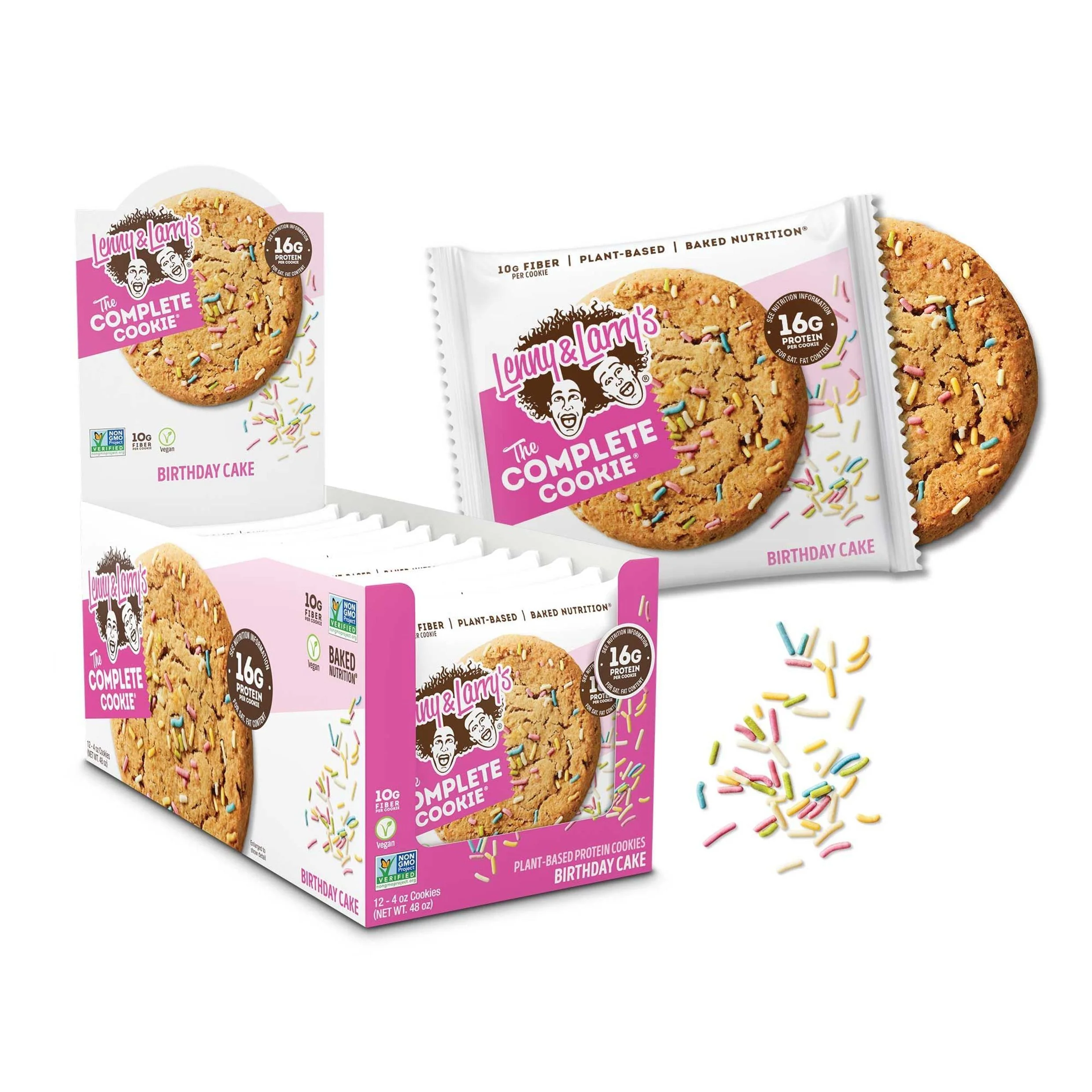Lenny & Larry's The Complete Cookie, Single Cookie 113g Or A Box Of 12 Cookies, Birthday Cake Flavour Vegan - Image 2