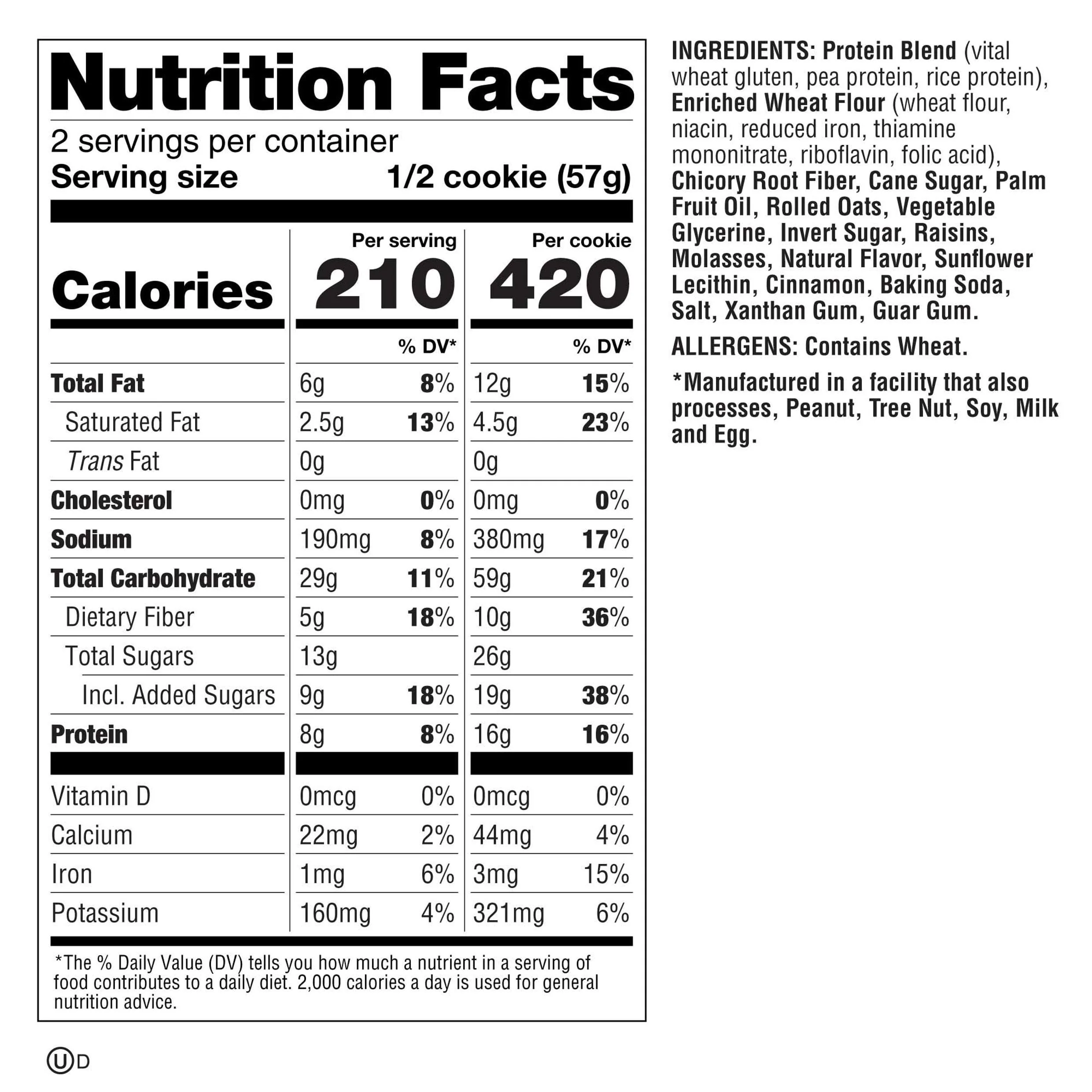 Lenny & Larry's The Complete Cookie, Single Cookie 113g Or A Box Of 12 Cookies, Oatmeal Raisin Flavour Vegan - Image 5