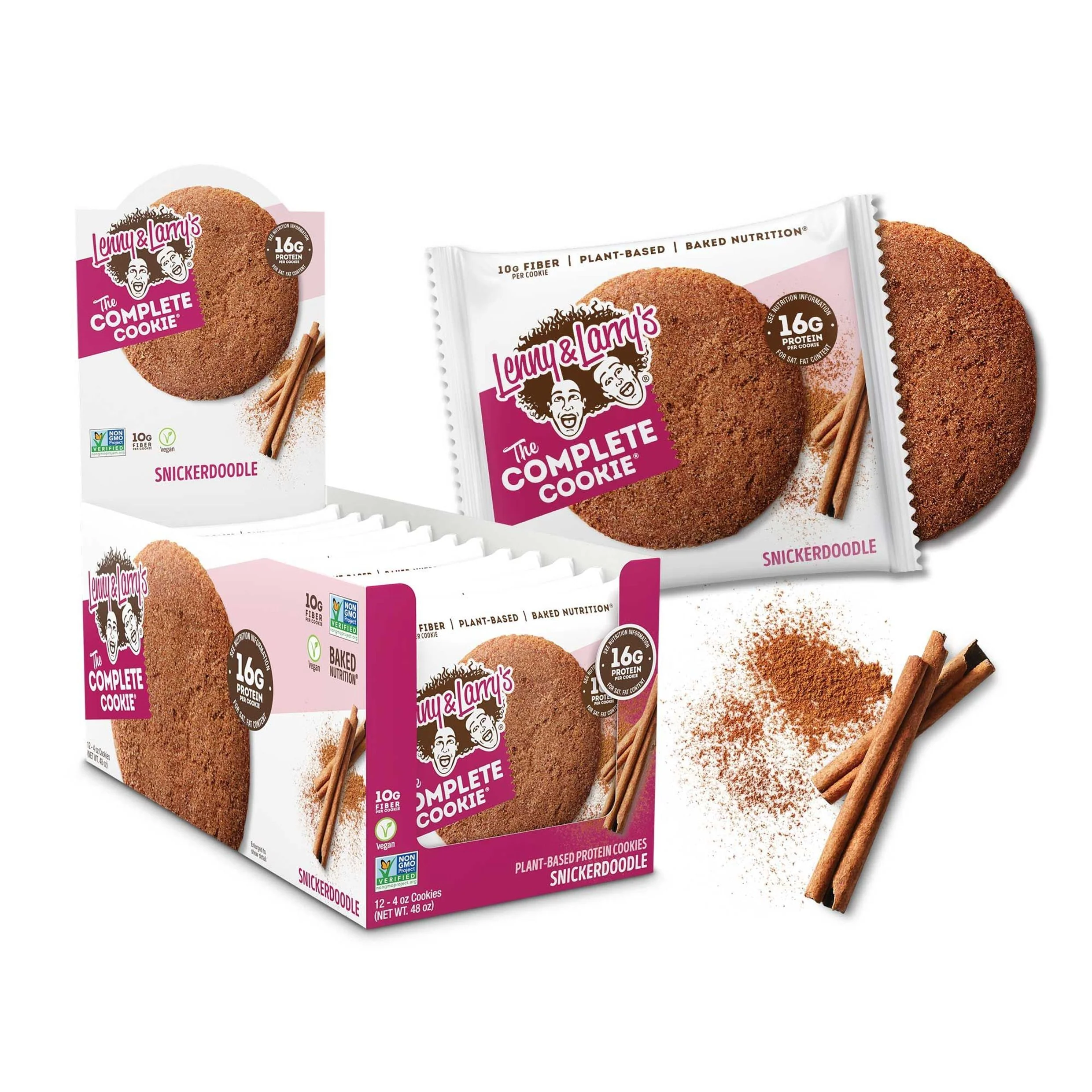 Lenny & Larry's The Complete Cookie, Single Cookie 113g Or A Box Of 12 Cookies, Snickerdoodle Flavour Vegan - Image 2