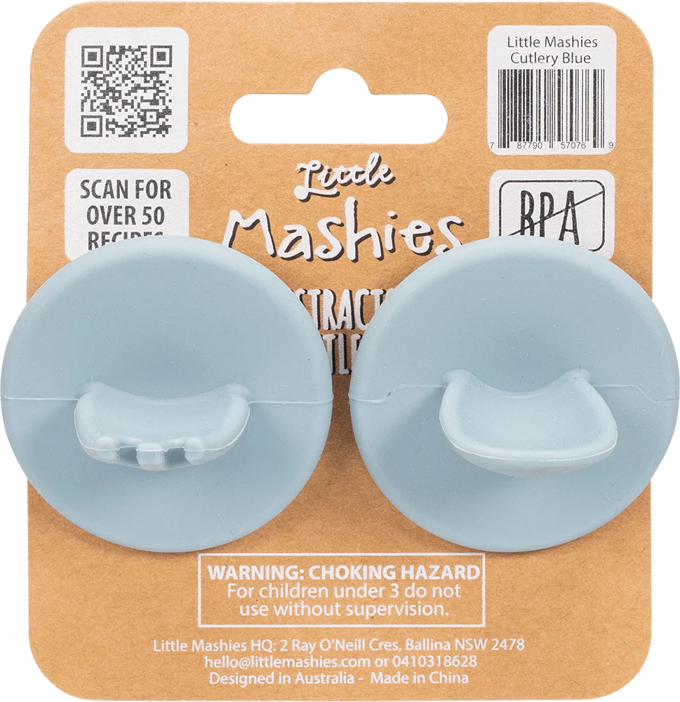 Little Mashies Silicone Cutlery Set, Dusty Blue