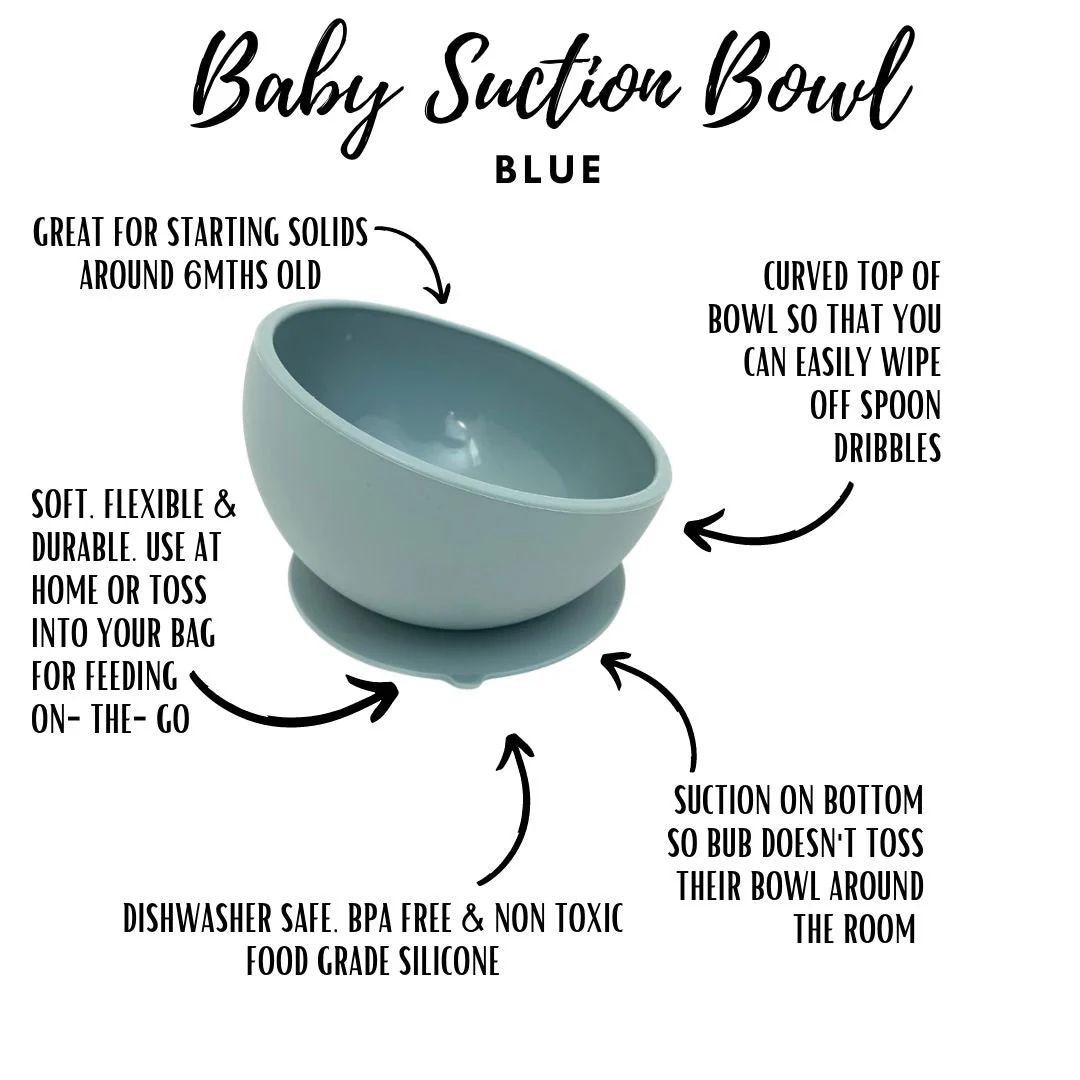 Little Mashies Silicone Sucky Bowl, Dusty Blue - Image 4