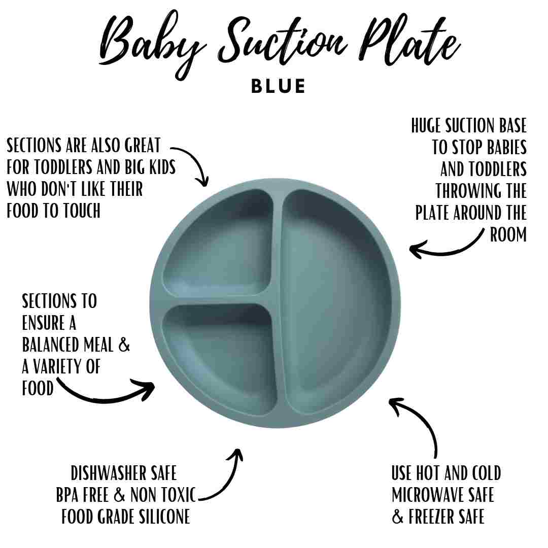 Little Mashies Silicone Sucky Platter Plate, Dusty Blue - Image 5