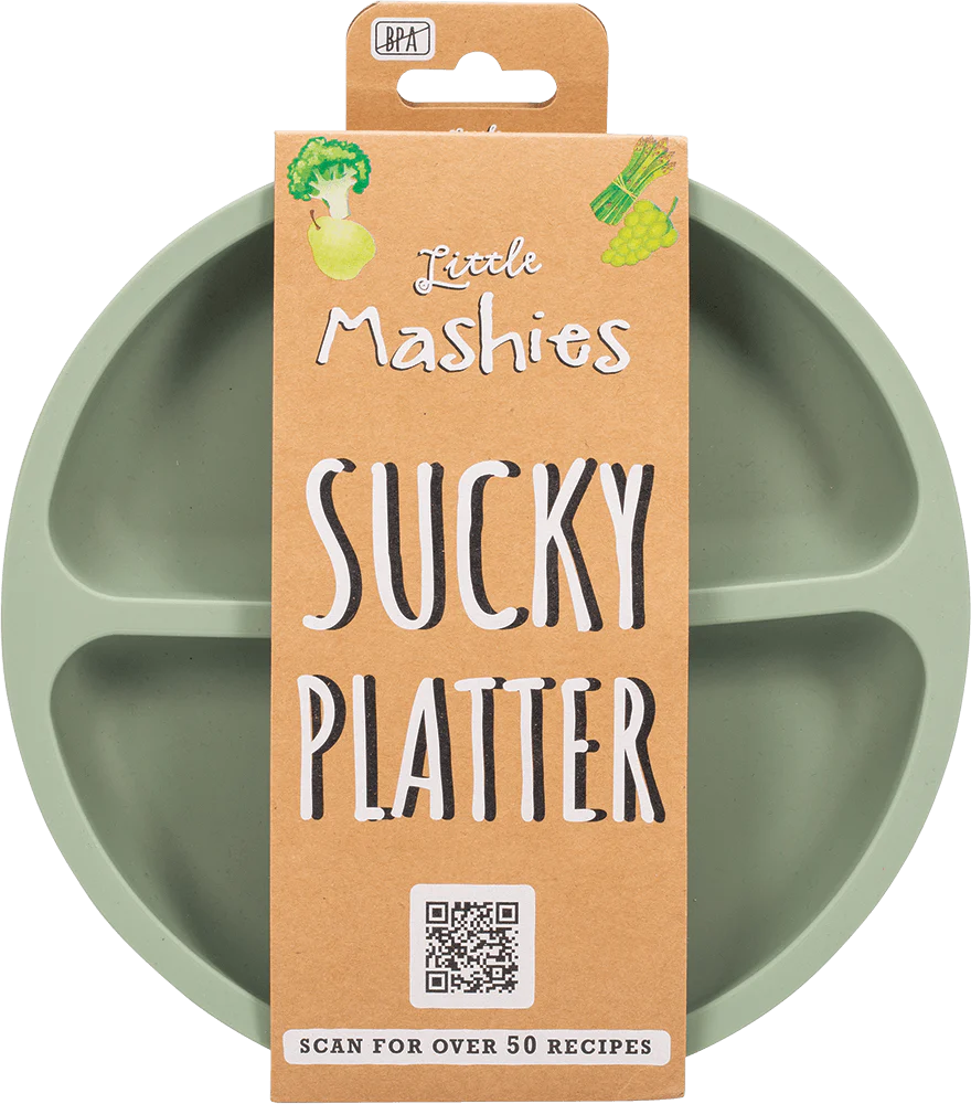 Little Mashies Silicone Sucky Platter Plate, Olive
