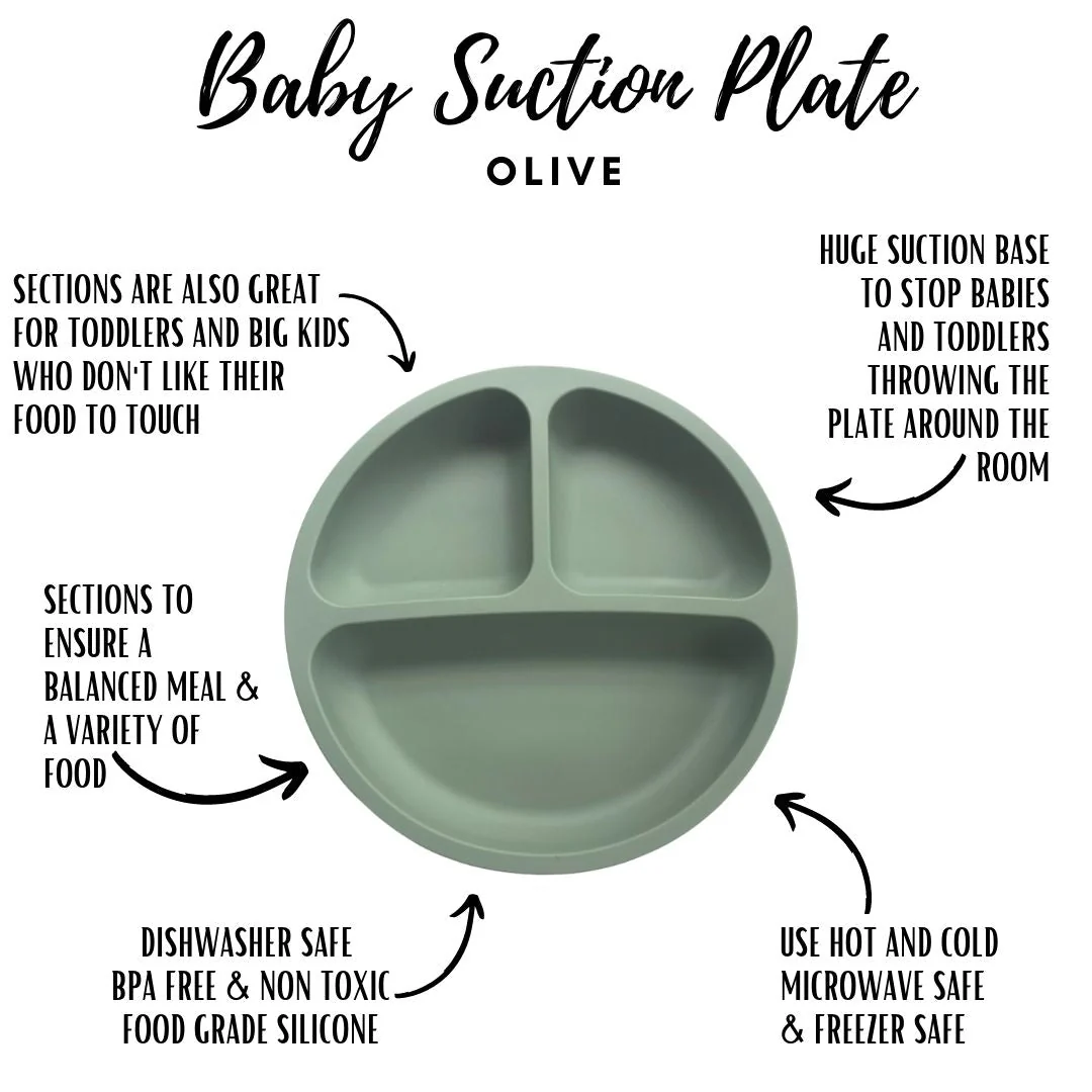 Little Mashies Silicone Sucky Platter Plate, Olive - Image 5
