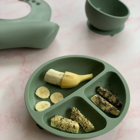 Little Mashies Silicone Sucky Platter Plate, Olive - Image 6