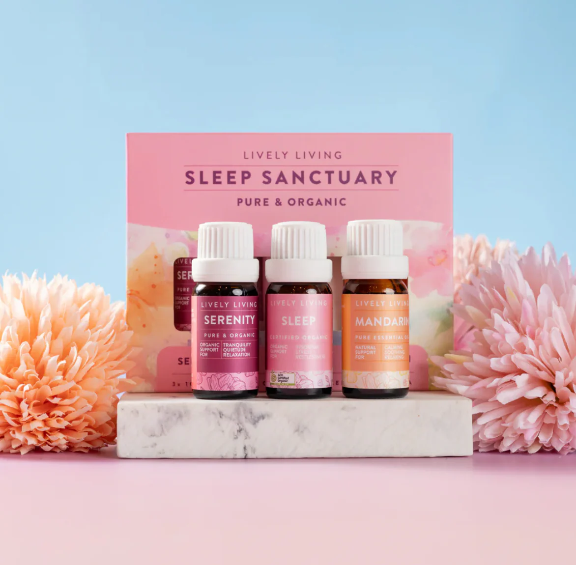 Lively Living Certified Organic SLEEP SANCTURY Essentials Trio Collection {3x10mL}, With Serenity, Sleep & Mandarin