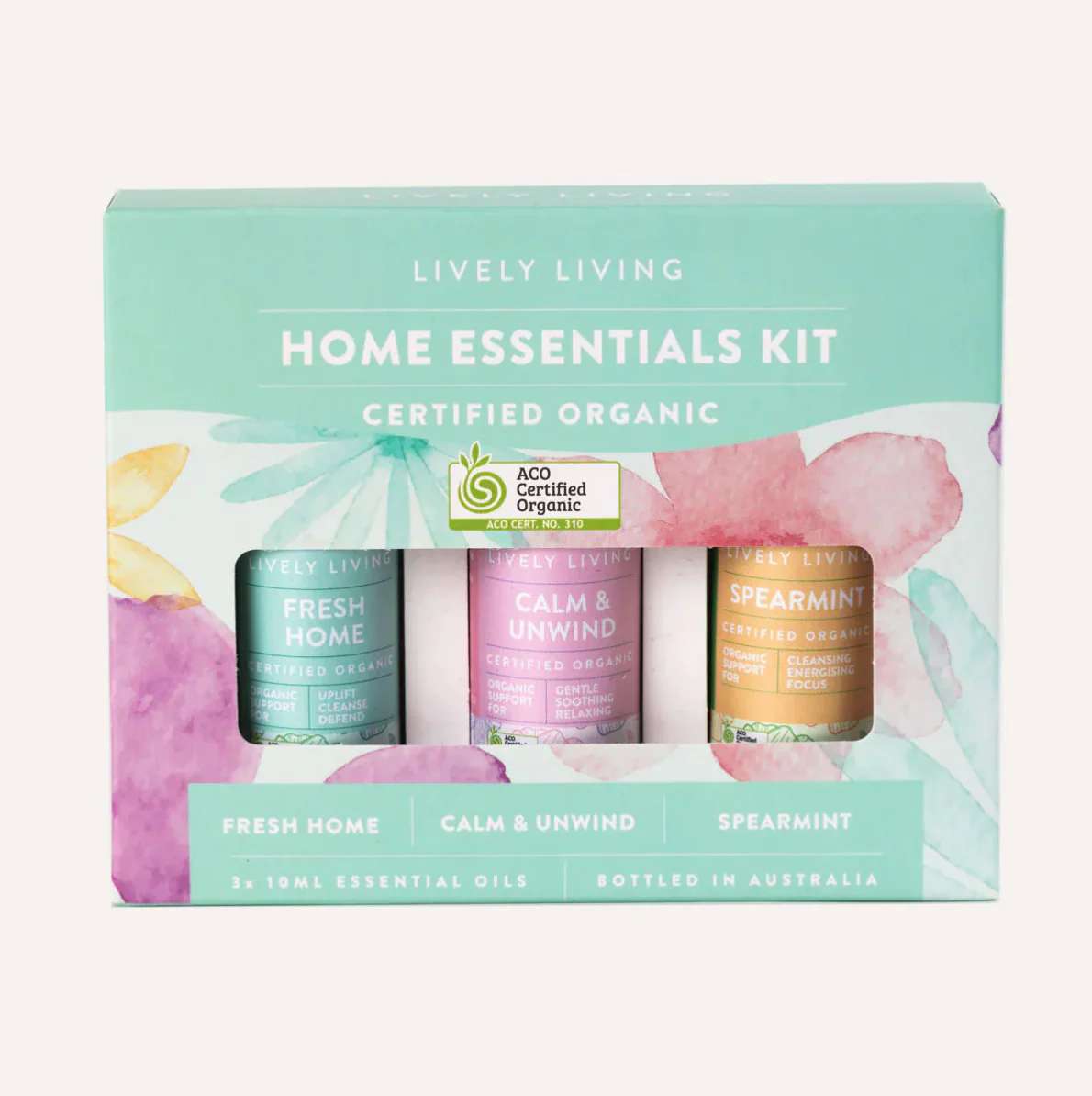 Lively Living Certified Organic HOME Essentials Trio Collection {3x10mL}, With Calm & Unwind, Fresh Home & Spearmint