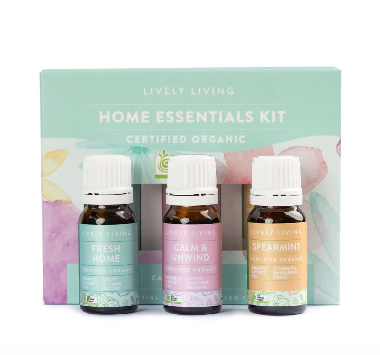 Lively Living Certified Organic HOME Essentials Trio Collection {3x10mL}, With Calm & Unwind, Fresh Home & Spearmint - Image 2