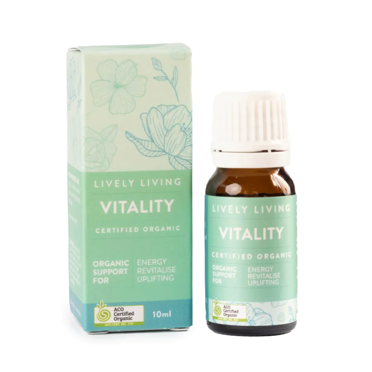 Lively Living Certified Organic Vitality Essential Oil Blend 10mL, Uplifting & Revitalising