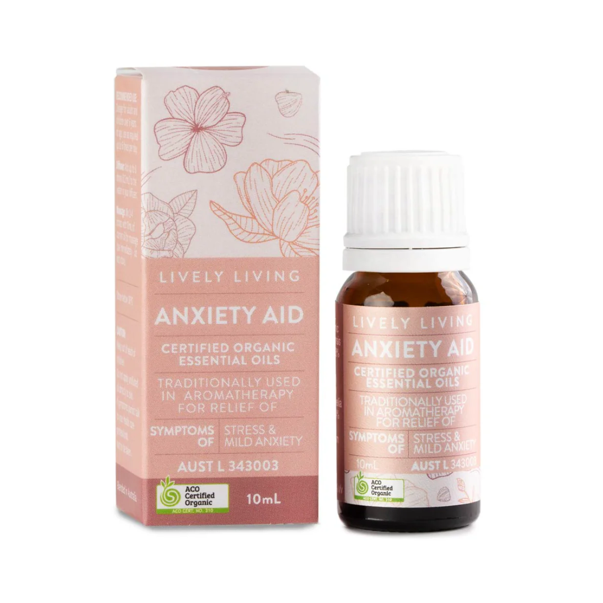 Lively Living Certified Organic Anxiety Aid Essential Oil Blend 10mL, For Stress & Anxiety