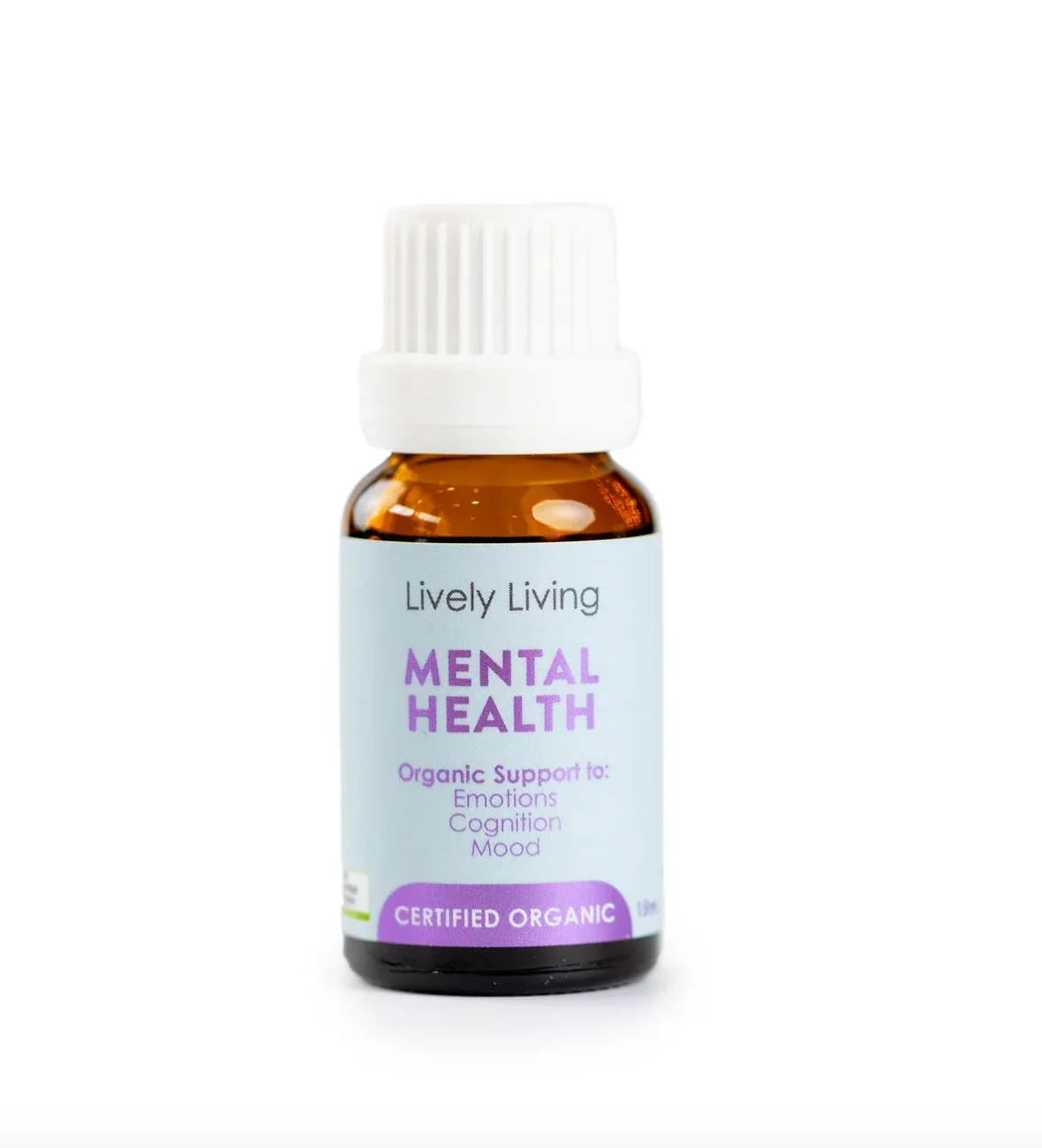 Lively Living Certified Organic Mental Health Essential Oil Blend 15mL, Support For Cognition, Emotions & Mood