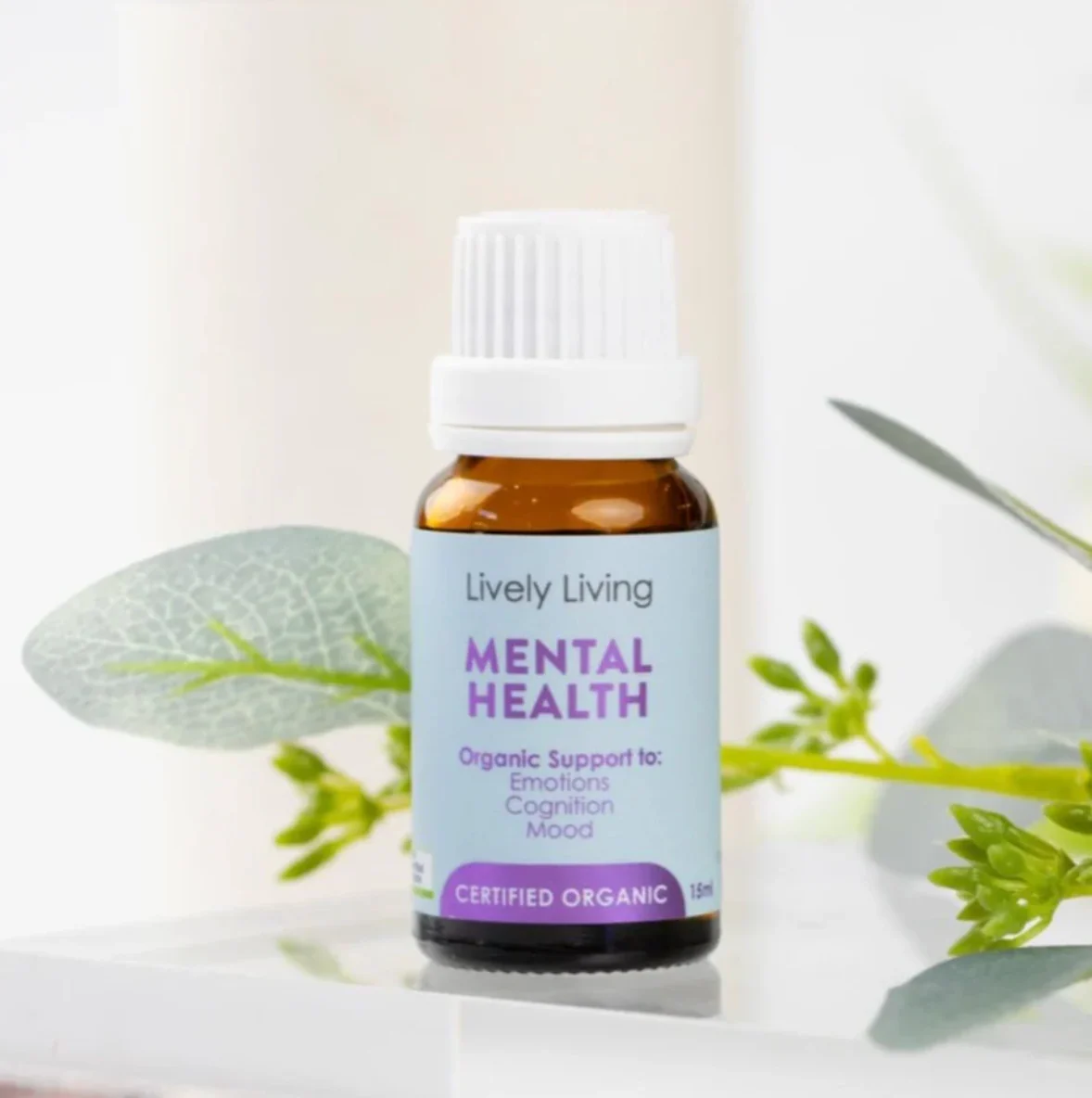 Lively Living Certified Organic Mental Health Essential Oil Blend 15mL, Support For Cognition, Emotions & Mood - Image 2