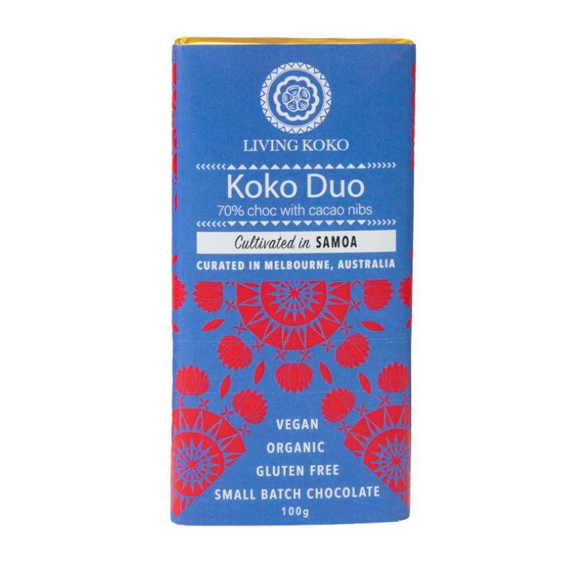 Living Koko KOKO DUO With Cacao Nibs & 70% Dark Chocolate 38g Or 100g, The Purest Form Of Dark Chocolate - Image 2
