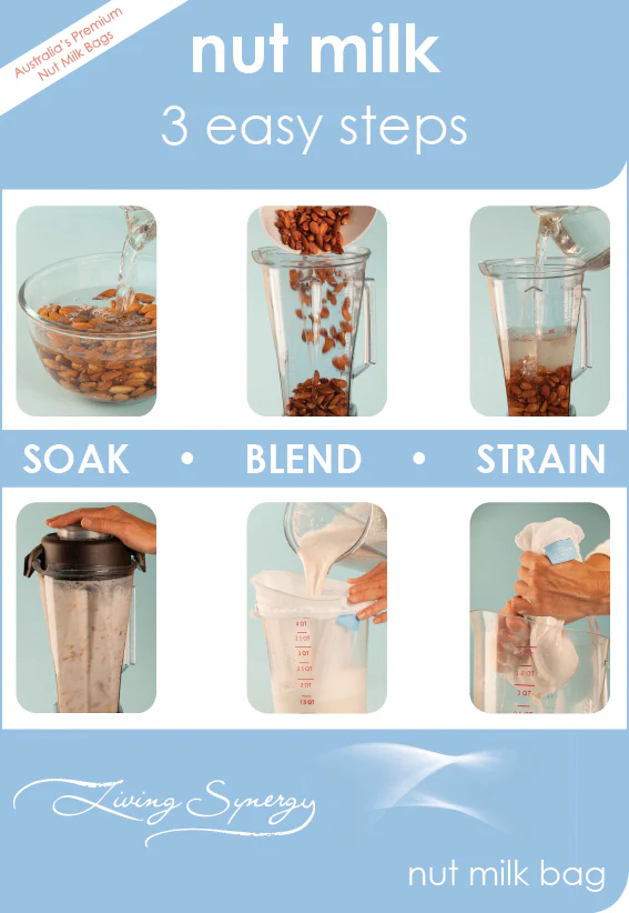 Living Synergy Nut Milk Bag (1 Bag), Soak, Blend & Strain - Image 2