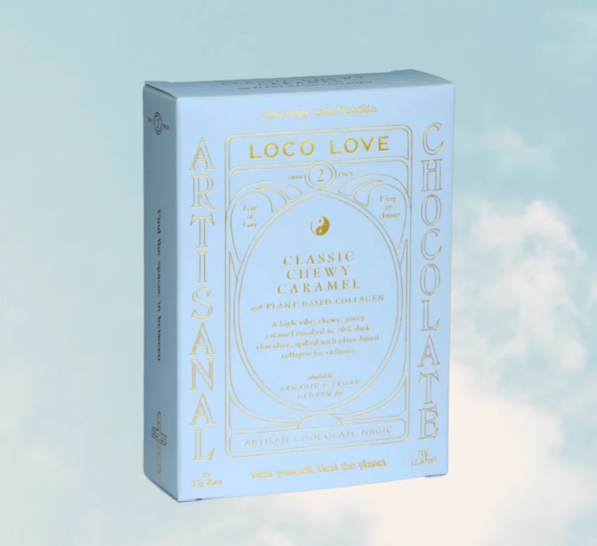 Loco Love Chocolate 2 x 35g Bars, Classics Chewy Caramel With Vegan Collagen