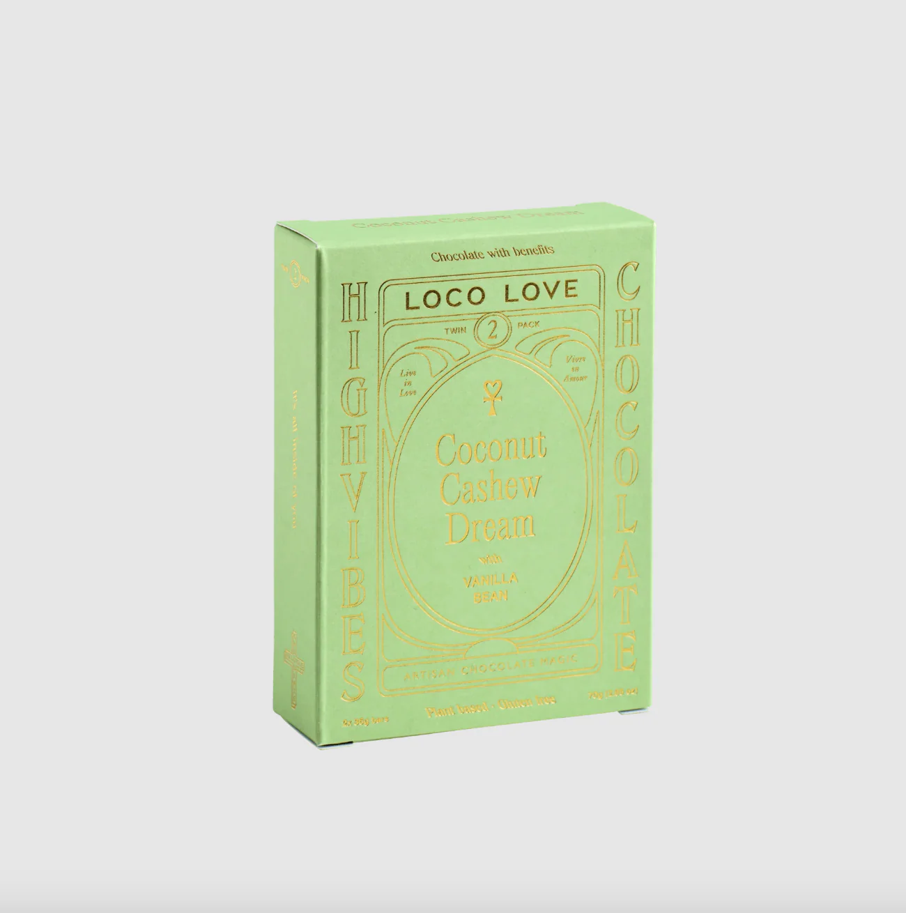 Loco Love Chocolate 2 x 35g Bars, Coconut Cashew Dream With Vanilla Bean