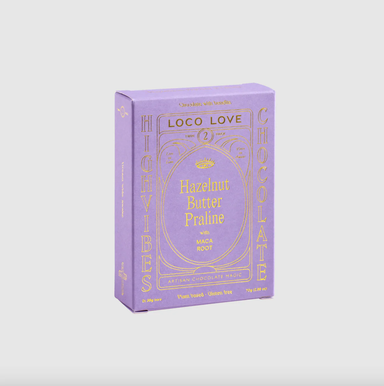 Loco Love Chocolate 2 x 35g Bars, Hazelnut Butter Praline With Maca Root