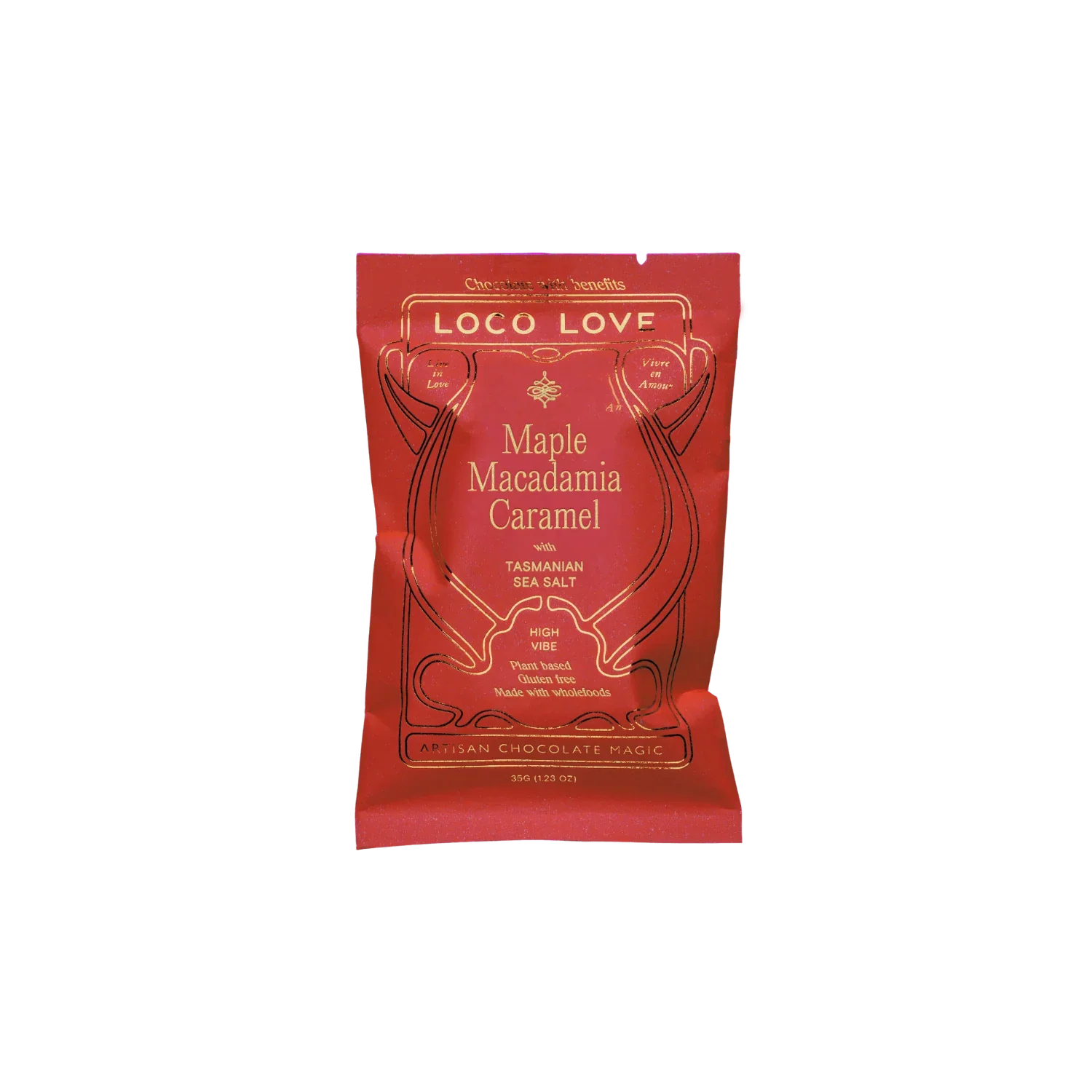 Loco Love Chocolate 35g, Maple Macadamia Caramel With Tasmanian Sea Salt