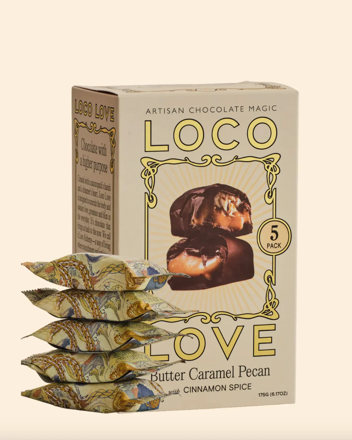 Loco Love Chocolate Five Pack 5 x 35g Bars, Butter Caramel Pecan With Cinnamon Spice - Image 2