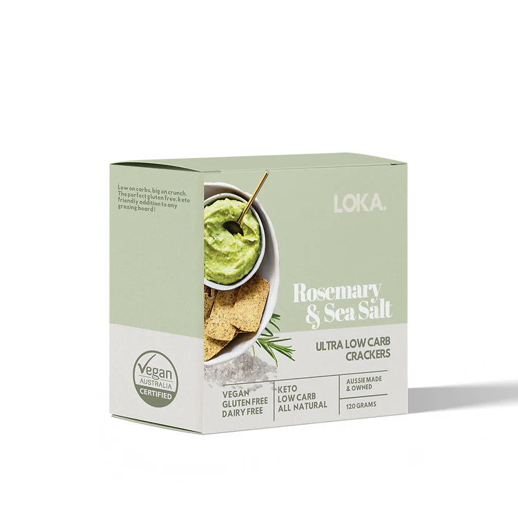 Loka Ultra Low Carb Rosemary & Sea Salt Crackers 120g, Gluten Free & Vegan - Image 3