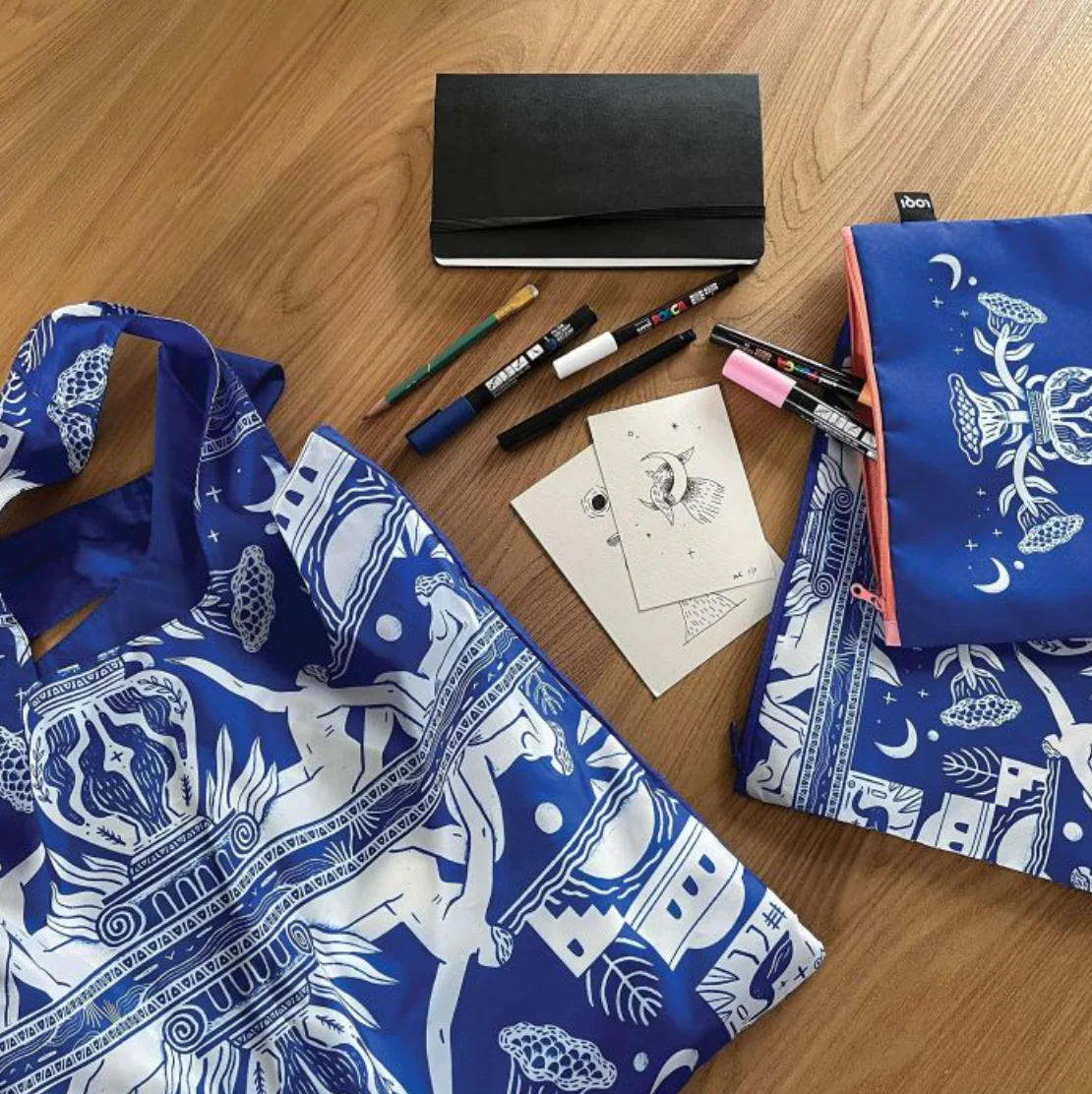 LOQI Shopping Bag, Looking Up Blue by Mark Conlan {Reversible} - Image 2