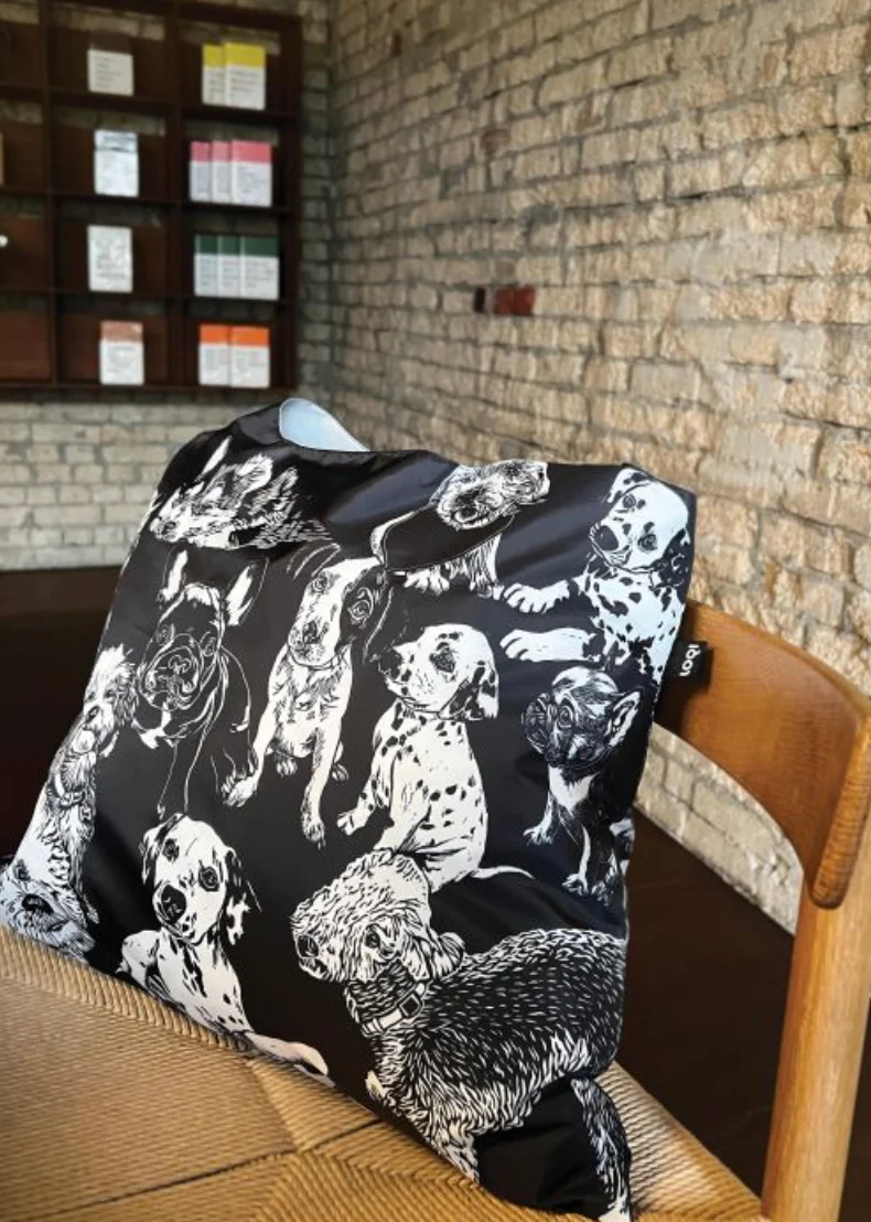 LOQI Shopping Bag, Red Poppy Bee Dogs - Image 3