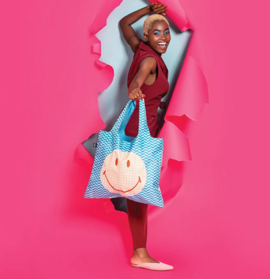 LOQI Shopping Bag, Smiley Geometric - Image 3
