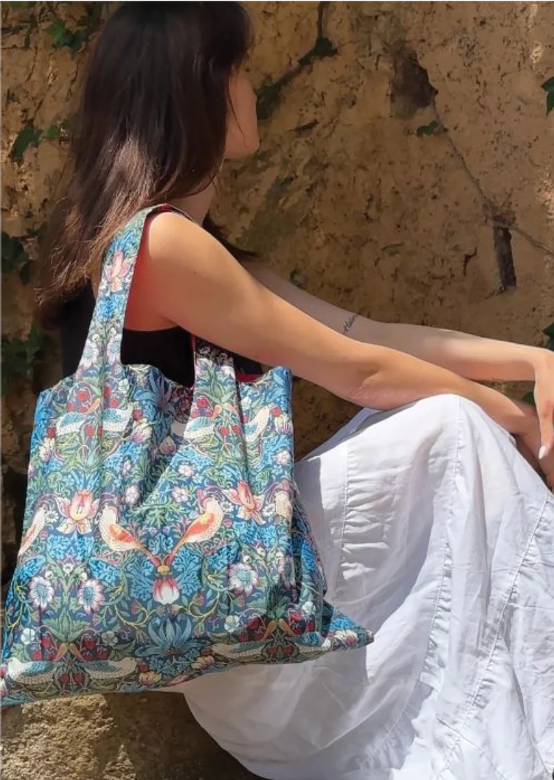 LOQI Shopping Bag, The Strawberry Thief By William Morris - Image 2