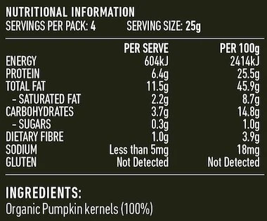 Lotus Certified Organic Pumpkin Kernels Pepitas 100g, Perfect For Salads - Image 2