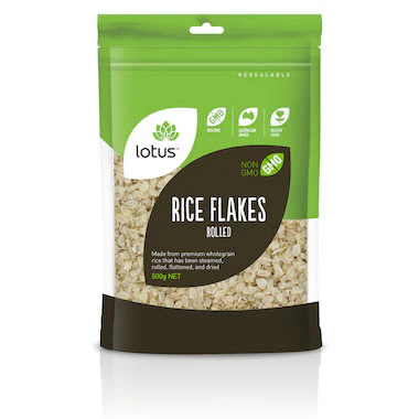Lotus Australian Rolled Rice Flakes 500g, An Alternative For Breadcrumbs & Baking
