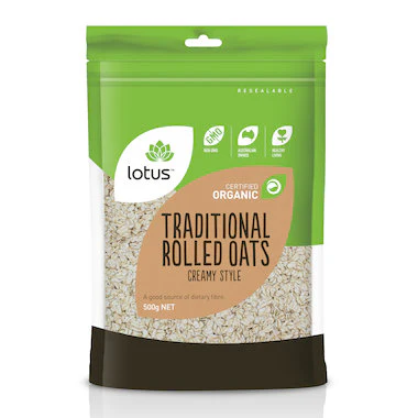 Lotus Traditional Rolled Oats 500g, 750g Or 1Kg, Creamy Style & Certified Organic - Image 2