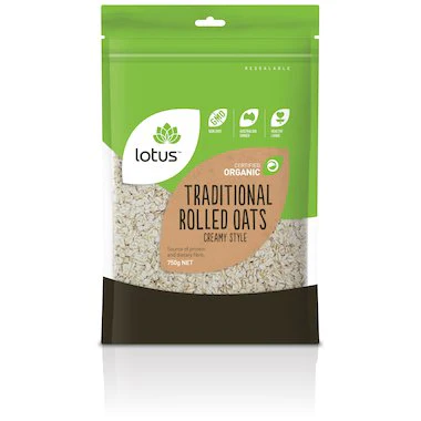 Lotus Traditional Rolled Oats 500g, 750g Or 1Kg, Creamy Style & Certified Organic - Image 3