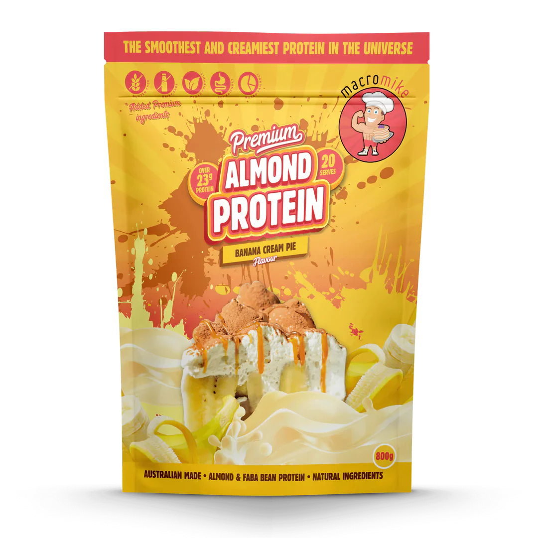 Macro Mike Premium Almond Protein 800g, Banana Cream Pie Flavour