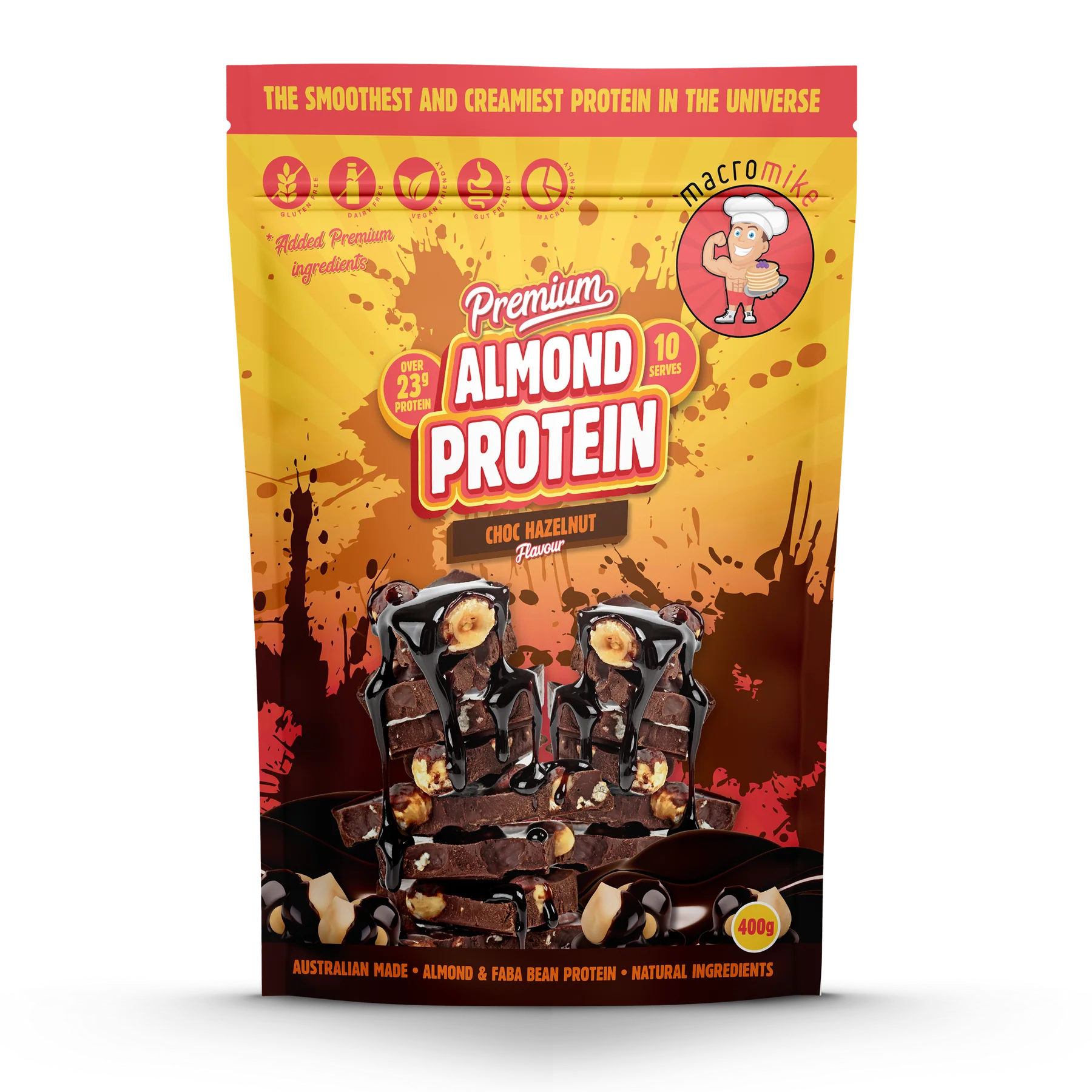 Macro Mike Premium Almond Protein 400g Or 800g, Choc Hazelnut Flavour