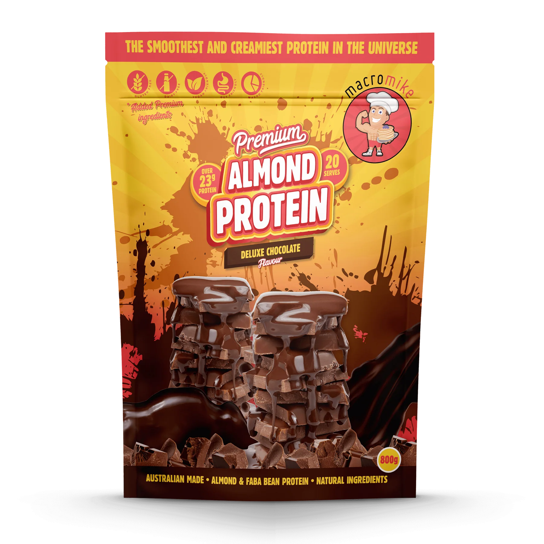 Macro Mike Premium Almond Protein 400g Or 800g, Deluxe Chocolate Flavour - Image 2