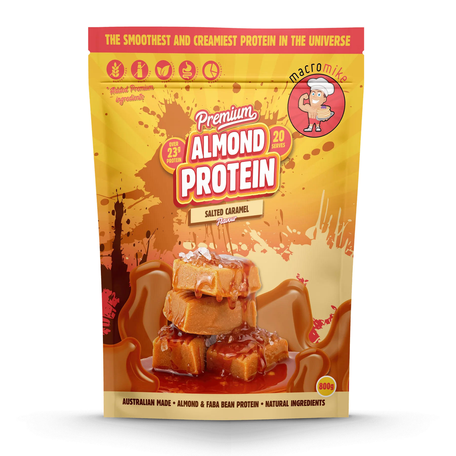 Macro Mike Premium Almond Protein 400g Or 800g, Salted Caramel Flavour - Image 2