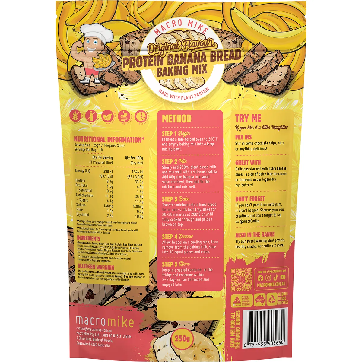 Macro Mike Plant Protein Banana Bread Baking Mix 250g, Original Flavour - Image 3