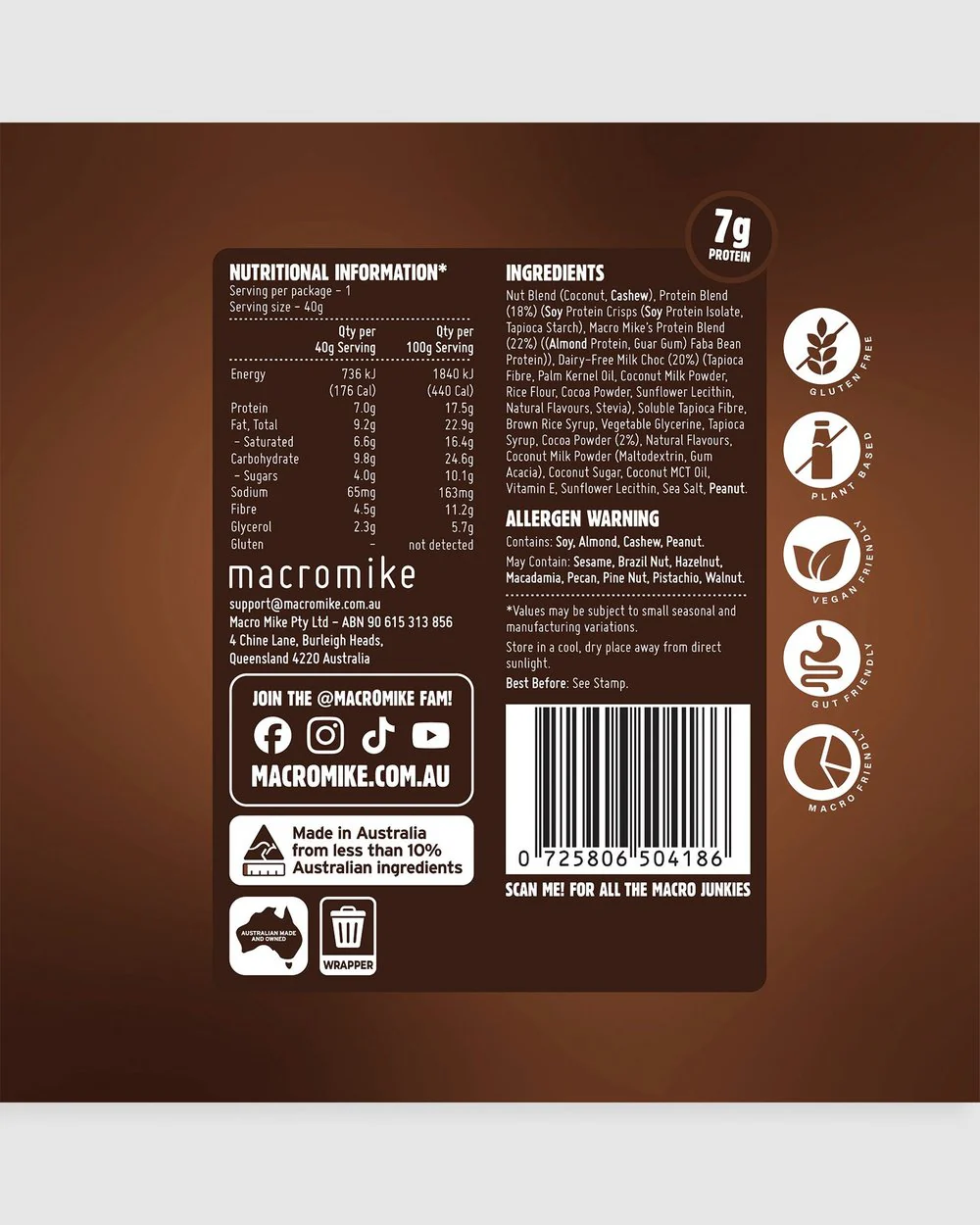 Macro Mike Protein Indulgence Ball Single 40g Or A Box Of 12, Choc Brownie Flavour - Image 3