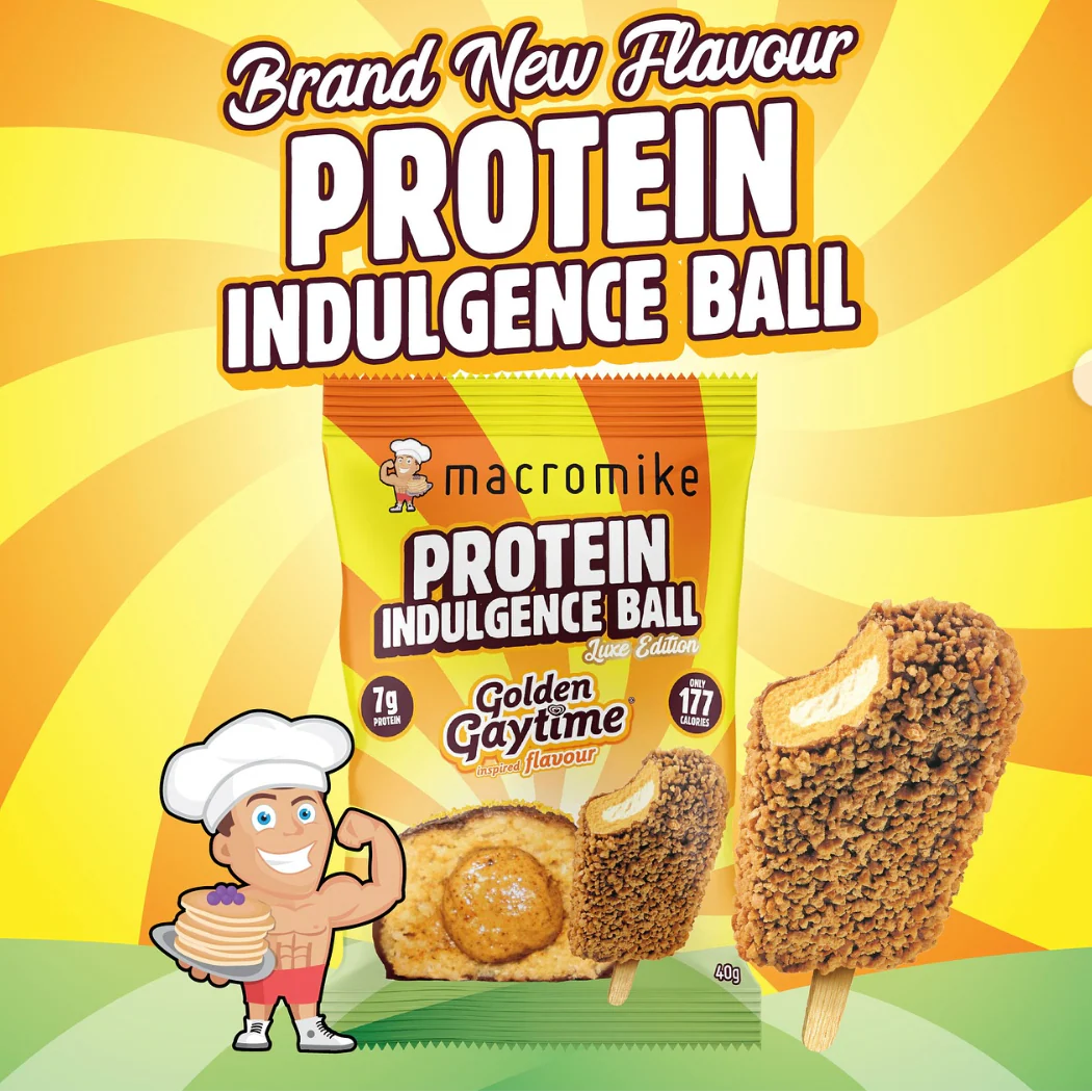 Macro Mike Protein Indulgence Ball Single 40g Or A Box Of 12, Golden Gaytime Flavour