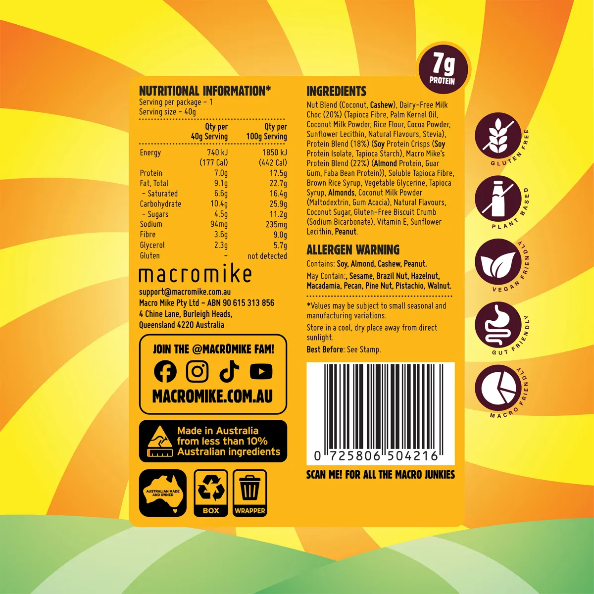 Macro Mike Protein Indulgence Ball Single 40g Or A Box Of 12, Golden Gaytime Flavour - Image 2