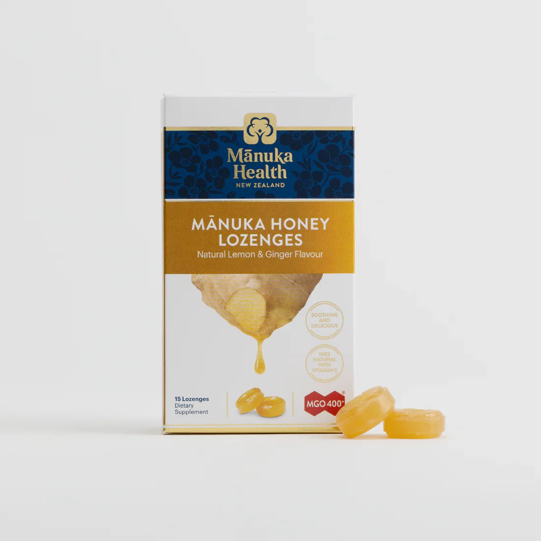 Manuka Health Manuka Honey Drops 65g, Ginger & Lemon Flavour - Image 2
