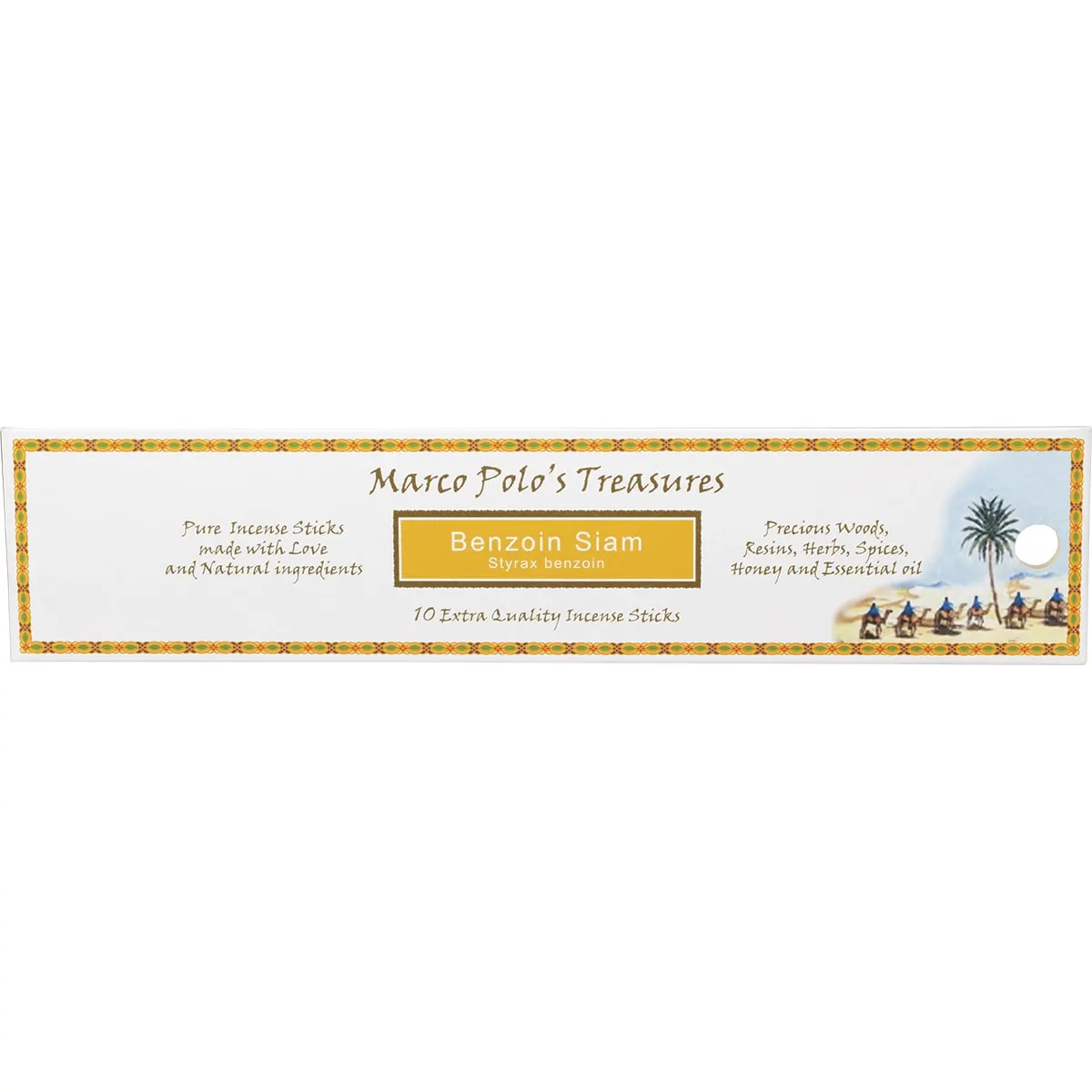 Marco Polo's Treasures Incense Sticks 10 Pk, Benzoin Siam; Styrax Benzoin Fragrance