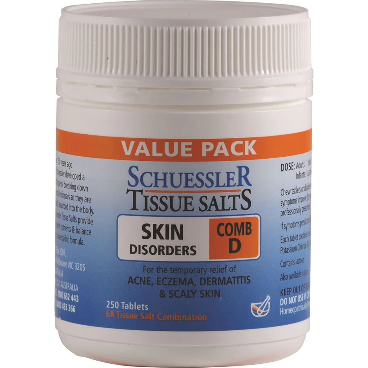 Martin & Pleasance Schuessler Tissue Salts Comb D 125 Or 250 Tablets, Skin Disorders