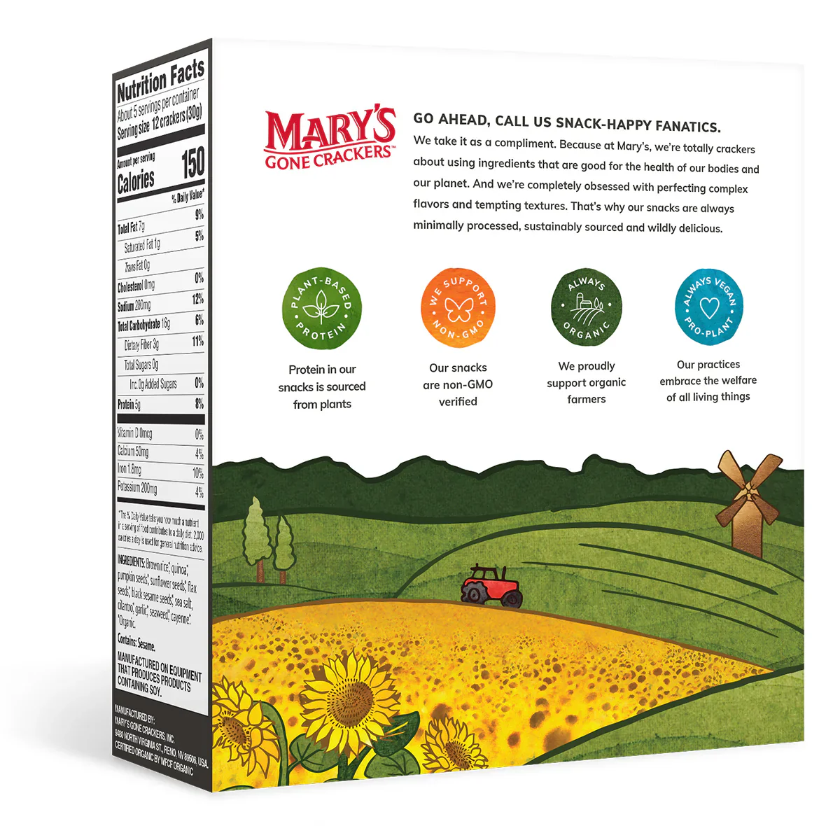 Mary's Gone Crackers Organic Crackers 156g, Super Seed Seaweed & Black Sesame Crackers - Image 3